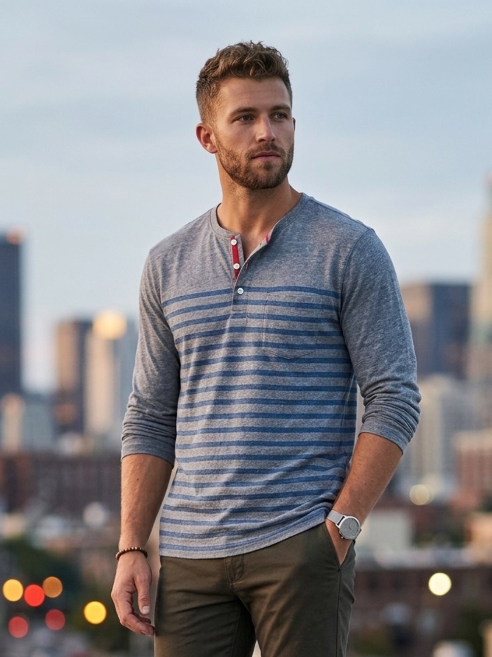 Sperry Men’s Engineered Stripe Long Sleeve Henley NEW!